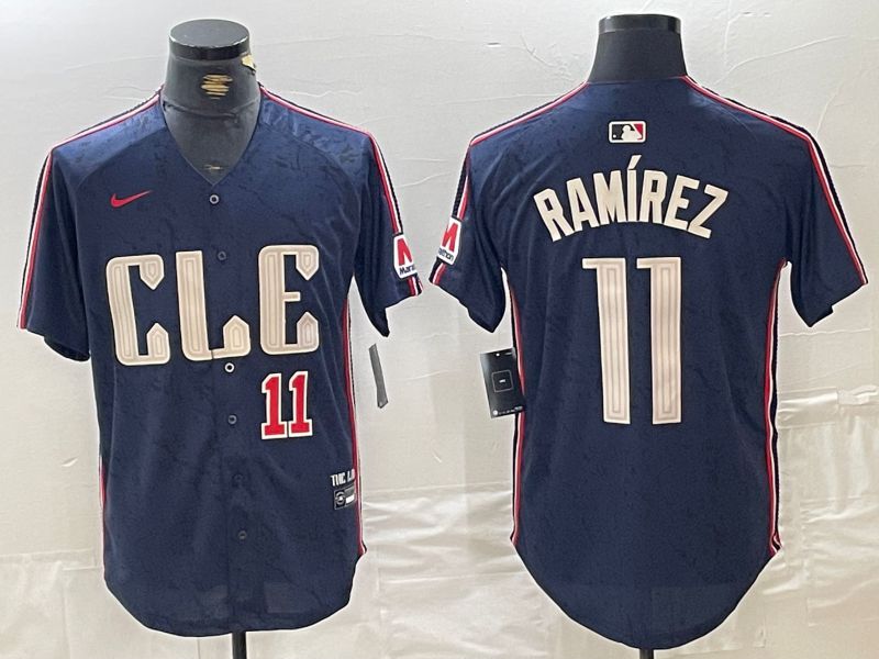 Men Cleveland Indians #11 Ramirez Blue City Edition Nike 2024 MLB Jersey style 3